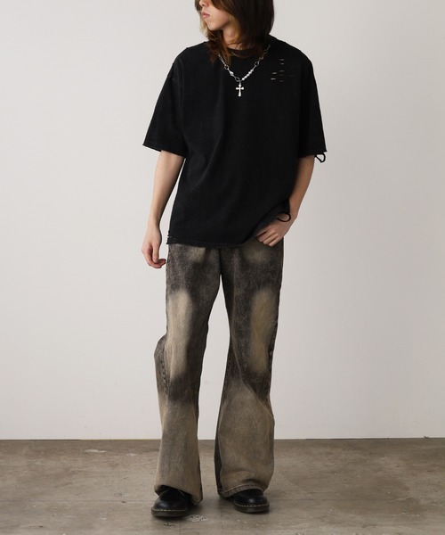 ROOPTOKYO（ループトウキョウ）の「ネックレス付き ダメージ半袖Tシャツ メンズ 夏物 夏服（Tシャツ/カットソー・メンズ・ブラック/ホワイト・M/L）」の10枚目の写真