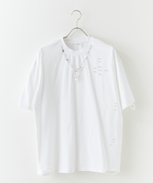 ROOPTOKYO（ループトウキョウ）の「ネックレス付き ダメージ半袖Tシャツ メンズ 夏物 夏服（Tシャツ/カットソー・メンズ・ブラック/ホワイト・M/L）」の3枚目の写真
