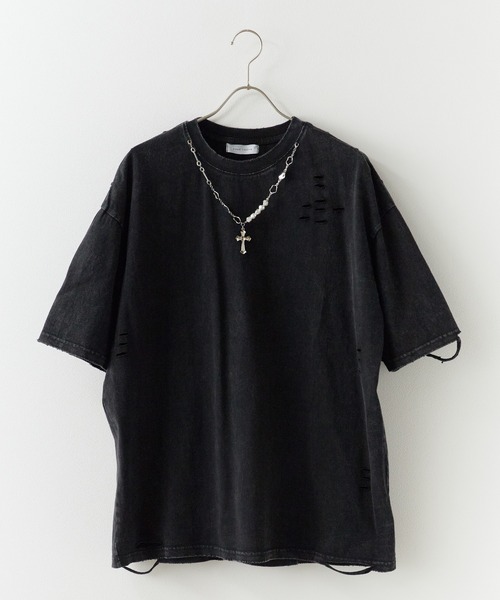 ROOPTOKYO（ループトウキョウ）の「ネックレス付き ダメージ半袖Tシャツ メンズ 夏物 夏服（Tシャツ/カットソー・メンズ・ブラック/ホワイト・M/L）」の7枚目の写真