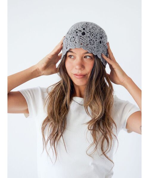 Sugri ニットキャップ　シルクモエア SLY ニット帽 ニットキャップ CROCHET KERCHIEF クロシェ