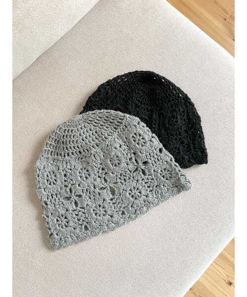 Ungrid(アングリッド)の「かぎ針編みニット帽(ニットキャップ/ビーニー・レディース・ブラック/グレー・FREE)」の10枚目の写真