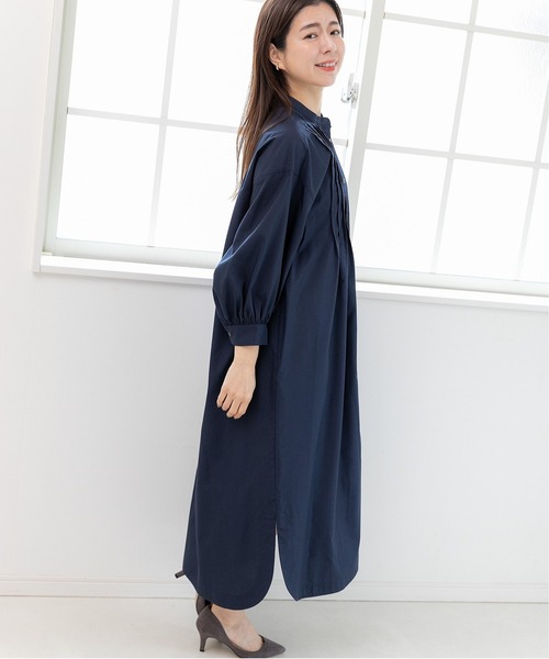 PREFERIR（プレフェリール）の「バンドカラー ピンタック ボリューム袖 ワンピース（シャツワンピース・レディース・ブラック/グリーン/ネイビー・MEDIUM/LARGE）」の20枚目の写真