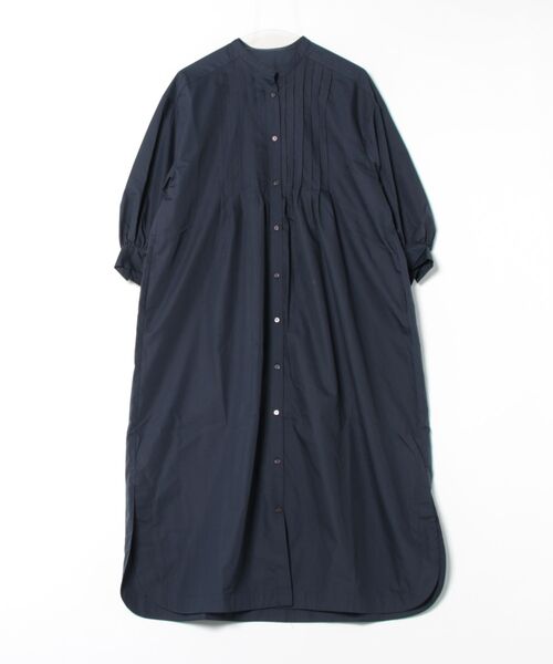 PREFERIR（プレフェリール）の「バンドカラー ピンタック ボリューム袖 ワンピース（シャツワンピース・レディース・ブラック/グリーン/ネイビー・MEDIUM/LARGE）」の5枚目の写真