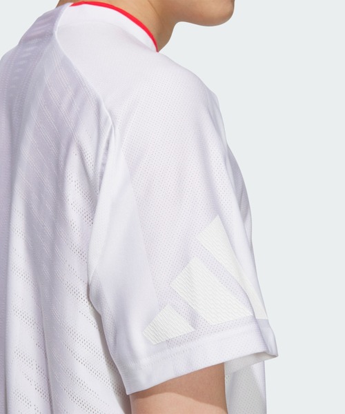 【未使用・稀少品サイズ】adidas メッシュ 半袖シャツ ホワイトサイズ6XL セール】アディゼロ メッシュ モックネック 半袖シャツ【adidas
