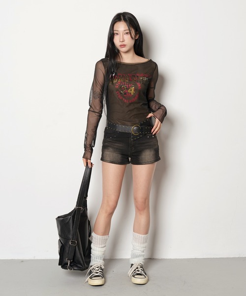 FOLLOWIN（フォロウィン）の「y2kワイドスタッドバックルレイヤード太ベルト（ベルト・レディース・ブラック/ブラウン・ONESIZE）」の8枚目の写真