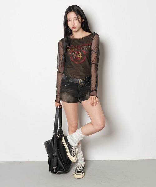 FOLLOWIN（フォロウィン）の「y2kワイドスタッドバックルレイヤード太ベルト（ベルト・レディース・ブラック/ブラウン・ONESIZE）」の9枚目の写真