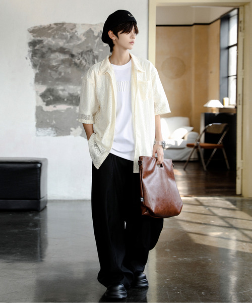 neos(ネオス)の「【neos】ルーズシルエット 総柄 メッシュ レース ハーフスリーブ シャツ(シャツ/ブラウス・メンズ・ブラック/ホワイト・X-LARGE/LARGE/MEDIUM)」の10枚目の写真