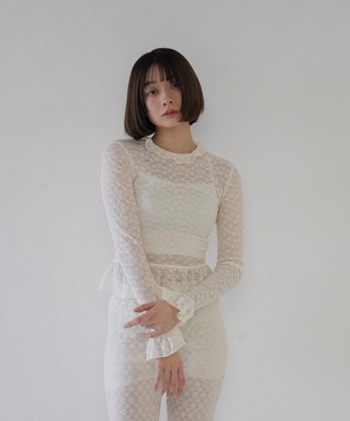 Uenui（ウニュイ）の「hem frill lace tops（その他トップス・レディース・ホワイト・FREE）」の3枚目の写真