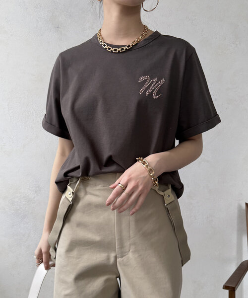 DouDou（ドゥドゥ）の「【WEB限定】ロゴブローチ風TEE（Tシャツ/カットソー・レディース・オフホワイト/ブラウン/ブラック・FREE）」の15枚目の写真