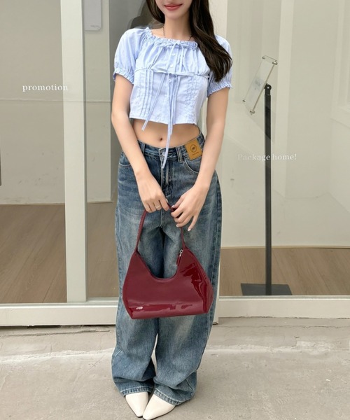 Ada.(エイダ)の「2WAY フロントリボン パフスリーブ クロップド ブラウス(シャツ/ブラウス・レディース・ホワイト/ブラック/ブルー・FREE)」の17枚目の写真