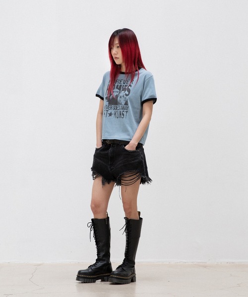 ISTKUNST(イストクンスト)の「A'GEM/9 × .kom 『ISTKUNST/イストクンスト』 HOMIES BASIC RINGER TEE/ホーミーズ ベーシック リンガー TEE(Tシャツ/カットソー・レディース・ブルー/ホワイト・S)」の8枚目の写真