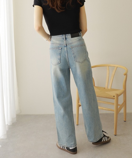 LAULEN（ローレン）の「washed wide denim pants /ウォッシュ加工 ハイウエスト ワイド デニムパンツ（デニムパンツ・レディース・ブルー・S/M）」の10枚目の写真