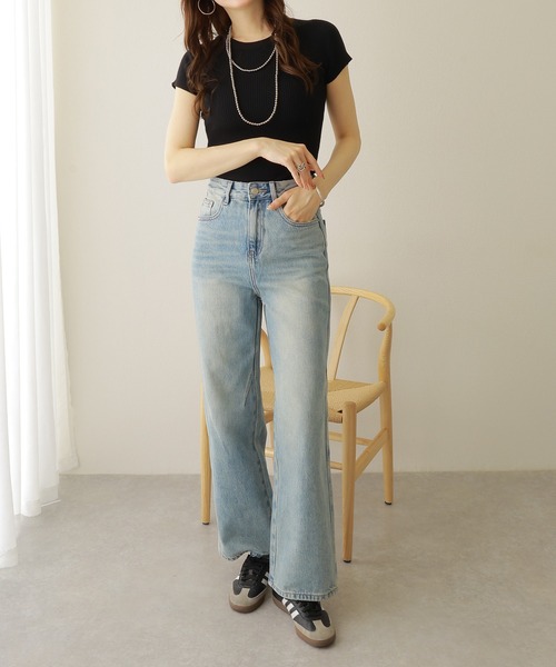 LAULEN（ローレン）の「washed wide denim pants /ウォッシュ加工 ハイウエスト ワイド デニムパンツ（デニムパンツ・レディース・ブルー・S/M）」の11枚目の写真
