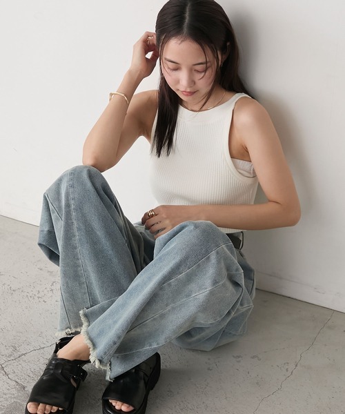 forksy.(フォルクシー)の「【forksy.】変形リブ アメスリタンクトップ(タンクトップ・レディース・ホワイト/ブラウン/ブラック/ライトブルー・FREE)」の10枚目の写真