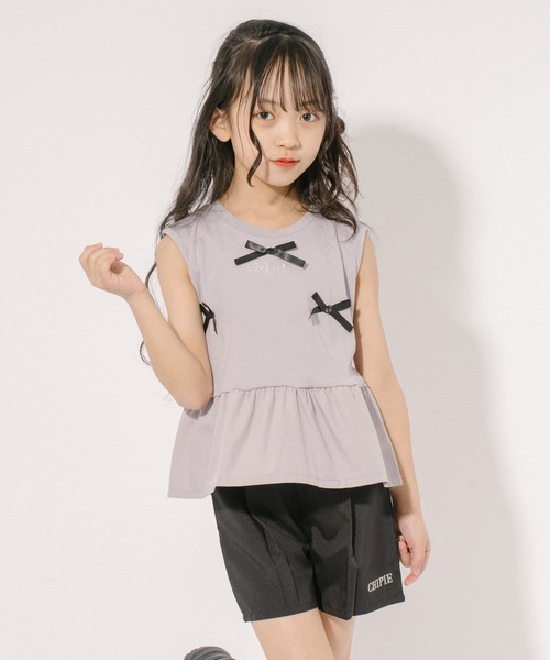 URBAN CHERRY(アーバンチェリー)の「【CHIPIE/シピ】リボンデザイン切り替えペプラムトップス(Tシャツ/カットソー・キッズ・ピンク/アイボリー/ブルー/グレー・110cm/120cm/130cm/140cm/150cm)」の18枚目の写真