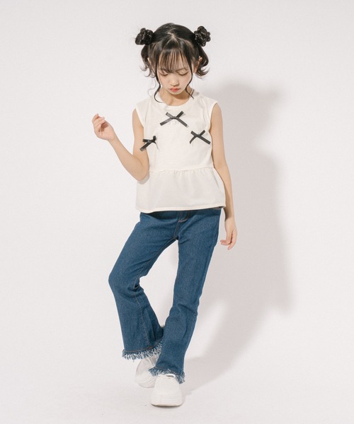 URBAN CHERRY(アーバンチェリー)の「【CHIPIE/シピ】リボンデザイン切り替えペプラムトップス(Tシャツ/カットソー・キッズ・ピンク/アイボリー/ブルー/グレー・110cm/120cm/130cm/140cm/150cm)」の8枚目の写真