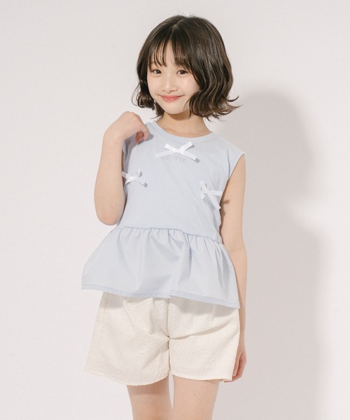 URBAN CHERRY(アーバンチェリー)の「【CHIPIE/シピ】リボンデザイン切り替えペプラムトップス(Tシャツ/カットソー・キッズ・ピンク/アイボリー/ブルー/グレー・110cm/120cm/130cm/140cm/150cm)」の12枚目の写真