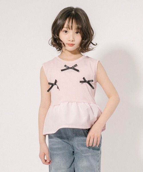 URBAN CHERRY(アーバンチェリー)の「【CHIPIE/シピ】リボンデザイン切り替えペプラムトップス(Tシャツ/カットソー・キッズ・ピンク/アイボリー/ブルー/グレー・110cm/120cm/130cm/140cm/150cm)」の13枚目の写真