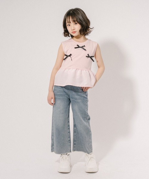 URBAN CHERRY(アーバンチェリー)の「【CHIPIE/シピ】リボンデザイン切り替えペプラムトップス(Tシャツ/カットソー・キッズ・ピンク/アイボリー/ブルー/グレー・110cm/120cm/130cm/140cm/150cm)」の15枚目の写真