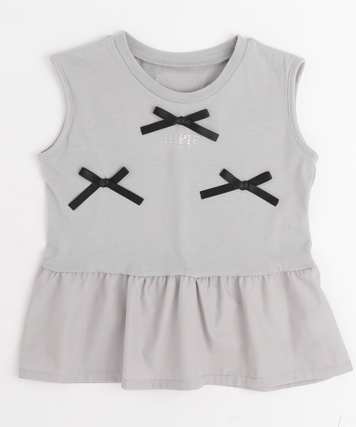 URBAN CHERRY(アーバンチェリー)の「【CHIPIE/シピ】リボンデザイン切り替えペプラムトップス(Tシャツ/カットソー・キッズ・ピンク/アイボリー/ブルー/グレー・110cm/120cm/130cm/140cm/150cm)」の5枚目の写真