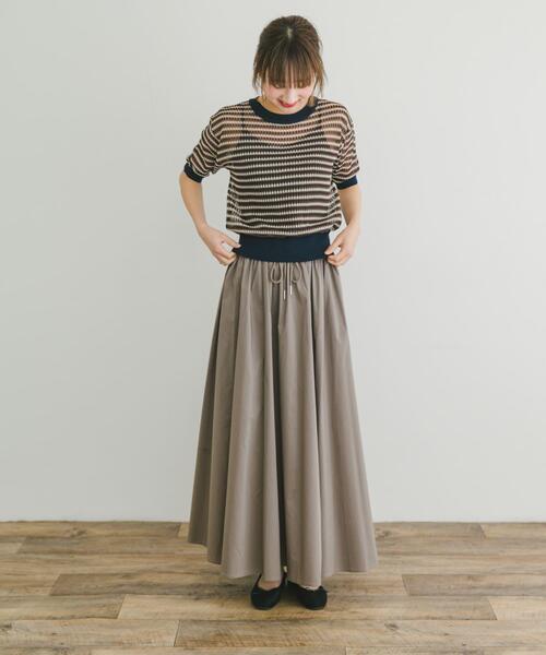 ITEMS URBANRESEARCH（アイテムズ アーバンリサーチ）の「シアーボーダー半袖ニット（ニット/セーター・レディース・ブラウン/イエロー/ネイビー・FREE）」の19枚目の写真