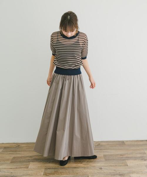 ITEMS URBANRESEARCH（アイテムズ アーバンリサーチ）の「シアーボーダー半袖ニット（ニット/セーター・レディース・ブラウン/イエロー/ネイビー・FREE）」の20枚目の写真