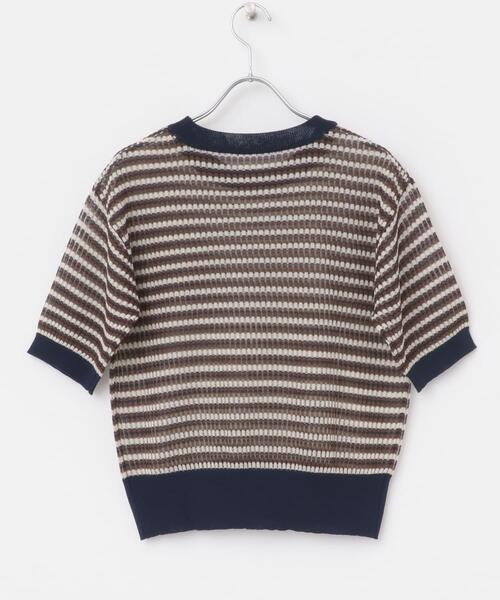 ITEMS URBANRESEARCH（アイテムズ アーバンリサーチ）の「シアーボーダー半袖ニット（ニット/セーター・レディース・ブラウン/イエロー/ネイビー・FREE）」の19枚目の写真