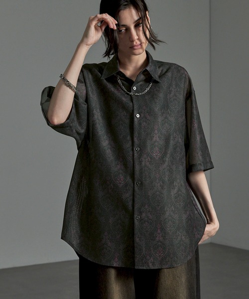 CIYOT-シヨウト-】クールメッシュ オーバーサイズ シアー総柄シャツ