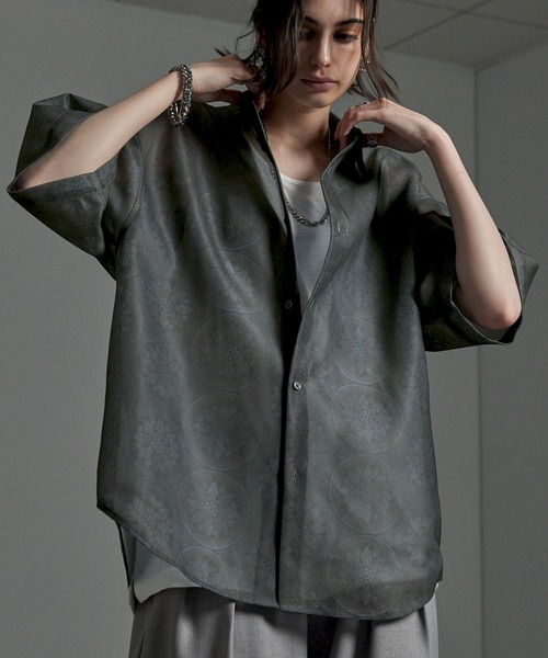 CIYOT（シヨウト）の「【CIYOT-シヨウト-】クールメッシュ オーバーサイズ シアー総柄シャツ（シャツ/ブラウス・メンズ・チャコール/ブラウン/ブラック/ブラック系・M/L）」の3枚目の写真