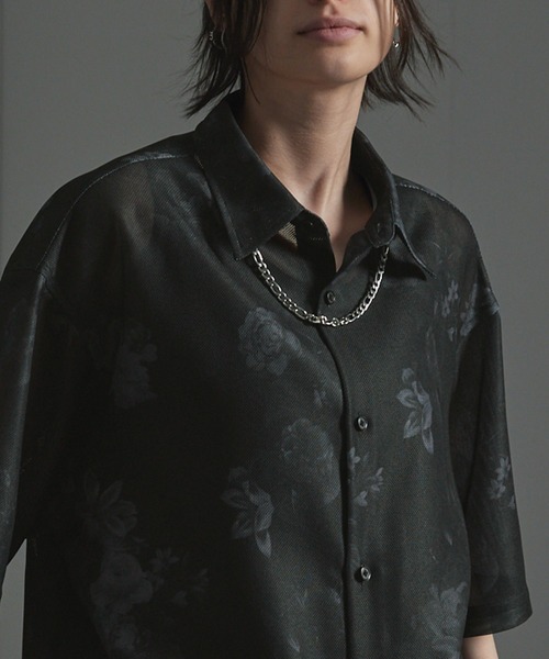 CIYOT（シヨウト）の「【CIYOT-シヨウト-】クールメッシュ オーバーサイズ シアー総柄シャツ（シャツ/ブラウス・メンズ・チャコール/ブラウン/ブラック/ブラック系・M/L）」の5枚目の写真