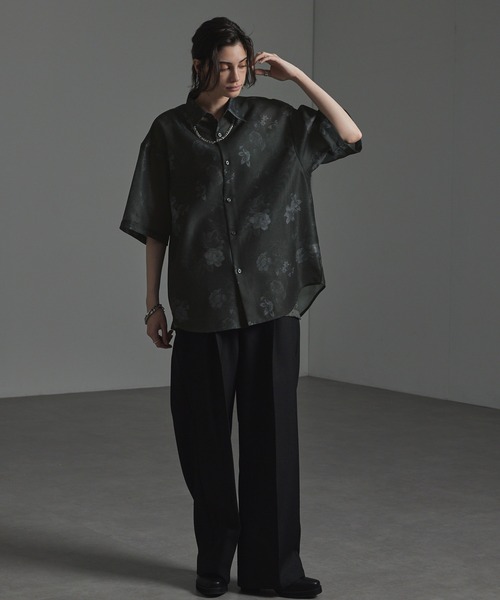 CIYOT（シヨウト）の「【CIYOT-シヨウト-】クールメッシュ オーバーサイズ シアー総柄シャツ（シャツ/ブラウス・メンズ・チャコール/ブラウン/ブラック/ブラック系・M/L）」の6枚目の写真