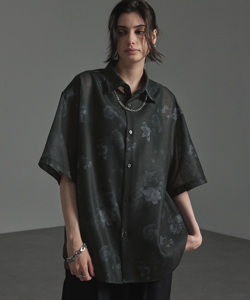 CIYOT（シヨウト）の「【CIYOT-シヨウト-】クールメッシュ オーバーサイズ シアー総柄シャツ（シャツ/ブラウス・メンズ・チャコール/ブラウン/ブラック/ブラック系・M/L）」の7枚目の写真