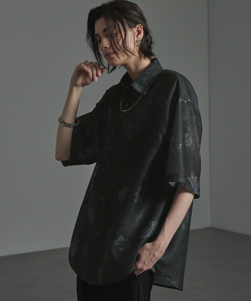 CIYOT（シヨウト）の「【CIYOT-シヨウト-】クールメッシュ オーバーサイズ シアー総柄シャツ（シャツ/ブラウス・メンズ・チャコール/ブラウン/ブラック/ブラック系・M/L）」の9枚目の写真