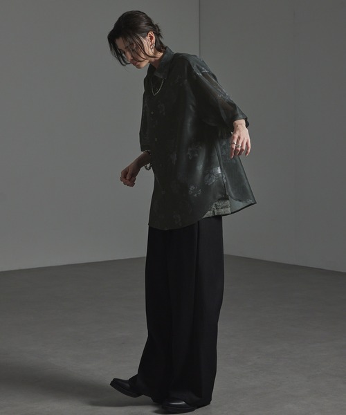 CIYOT（シヨウト）の「【CIYOT-シヨウト-】クールメッシュ オーバーサイズ シアー総柄シャツ（シャツ/ブラウス・メンズ・チャコール/ブラウン/ブラック/ブラック系・M/L）」の14枚目の写真