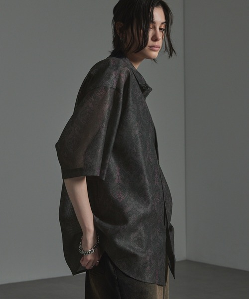 CIYOT（シヨウト）の「【CIYOT-シヨウト-】クールメッシュ オーバーサイズ シアー総柄シャツ（シャツ/ブラウス・メンズ・チャコール/ブラウン/ブラック/ブラック系・M/L）」の20枚目の写真