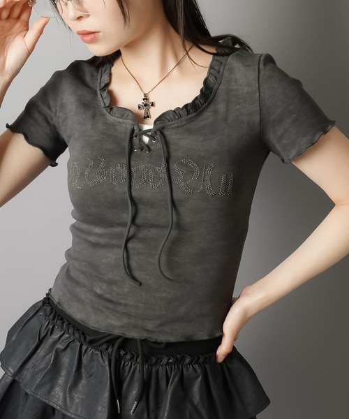 お値下げしました♡ビーズ装飾 濃紺 半袖Tシャツ フリルデザイン 32541-sku_01.jpg?fitin=720:720