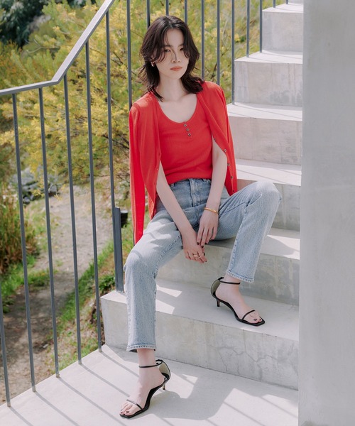 anuans（アニュアンス）の「Italy Linenベーシックニットカーディガン（カーディガン/ボレロ・レディース・ホワイト/オレンジ/ブラウン/ベージュ/ターコイズブルー・FREE）」の7枚目の写真