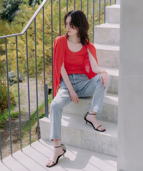 anuans（アニュアンス）の「Italy Linenベーシックニットカーディガン（カーディガン/ボレロ・レディース・ホワイト/オレンジ/ブラウン/ベージュ/ターコイズブルー・FREE）」の9枚目の写真