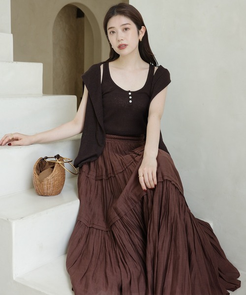 anuans（アニュアンス）の「Italy Linenベーシックニットカーディガン（カーディガン/ボレロ・レディース・ホワイト/オレンジ/ブラウン/ベージュ/ターコイズブルー・FREE）」の14枚目の写真