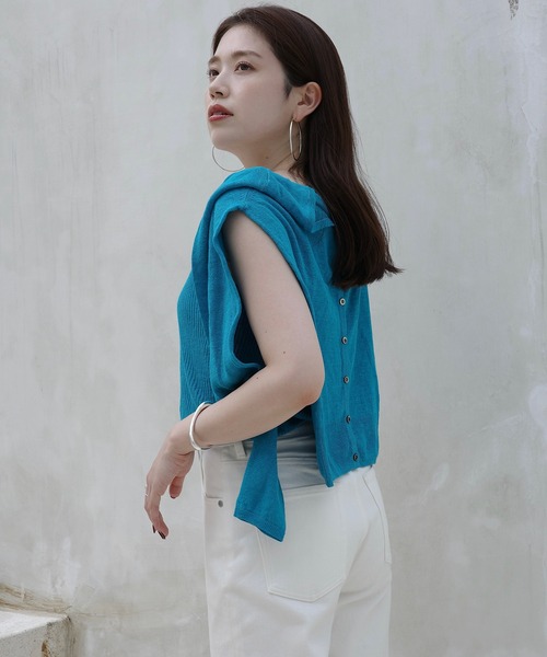 anuans（アニュアンス）の「Italy Linenベーシックニットカーディガン（カーディガン/ボレロ・レディース・ホワイト/オレンジ/ブラウン/ベージュ/ターコイズブルー・FREE）」の20枚目の写真