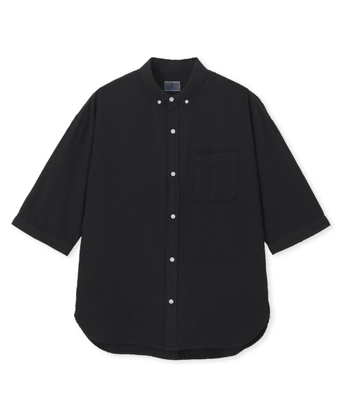 LANVIN en Bleu(ランバンオンブルー)の「シアサッカーストライプ 製品染め 5分袖シャツ(シャツ/ブラウス・メンズ・ブラック/ホワイト/ネイビー・46/48/50/52)」の13枚目の写真