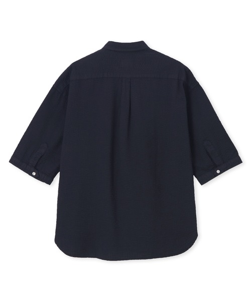 LANVIN en Bleu(ランバンオンブルー)の「シアサッカーストライプ 製品染め 5分袖シャツ(シャツ/ブラウス・メンズ・ブラック/ホワイト/ネイビー・46/48/50/52)」の15枚目の写真