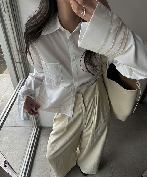 WILLFULLY(ウィルフリー)の「cord embroidery line short SH(シャツ/ブラウス・レディース・オートミール/サックスブルー/アイボリー・FREE)」の13枚目の写真
