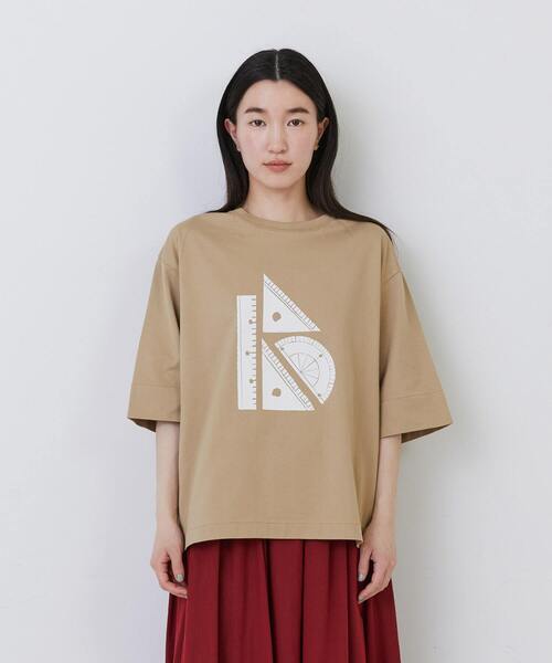 conges payes ADIEU TRISTESSE（コンジェ ペイエ アデュートリステス）の「文房具プリントTシャツ（Tシャツ/カットソー・レディース・キナリ/ベージュ/ブルーグレー・FREE）」の10枚目の写真