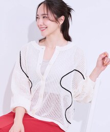 柄コード刺繍アソート メッシュ2WAYカーデ