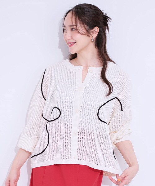 Cutie Blonde（キューティーブロンド）の「柄コード刺繍アソート メッシュ2WAYカーデ（カーディガン/ボレロ・レディース・ブルー系2/ブラック系1/ホワイト系1・04/03/02/01）」の4枚目の写真