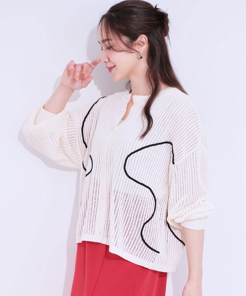 Cutie Blonde（キューティーブロンド）の「柄コード刺繍アソート メッシュ2WAYカーデ（カーディガン/ボレロ・レディース・ブルー系2/ブラック系1/ホワイト系1・04/03/02/01）」の5枚目の写真