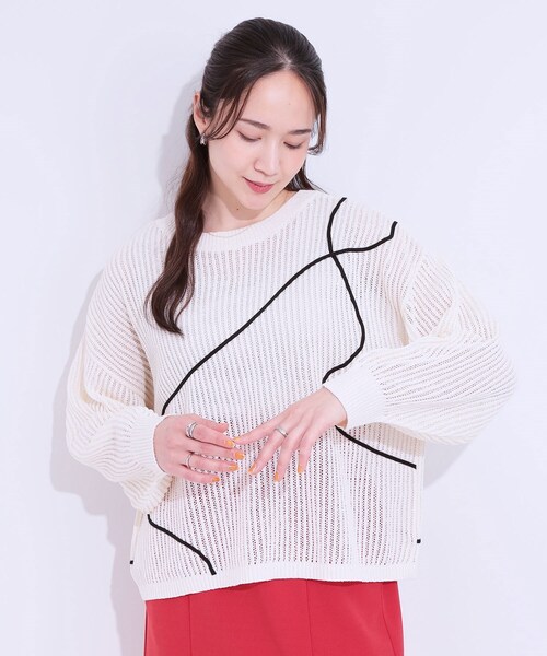 Cutie Blonde（キューティーブロンド）の「柄コード刺繍アソート メッシュ2WAYカーデ（カーディガン/ボレロ・レディース・ブルー系2/ブラック系1/ホワイト系1・04/03/02/01）」の7枚目の写真