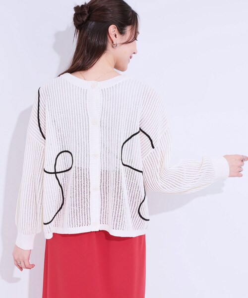 Cutie Blonde（キューティーブロンド）の「柄コード刺繍アソート メッシュ2WAYカーデ（カーディガン/ボレロ・レディース・ブルー系2/ブラック系1/ホワイト系1・04/03/02/01）」の8枚目の写真