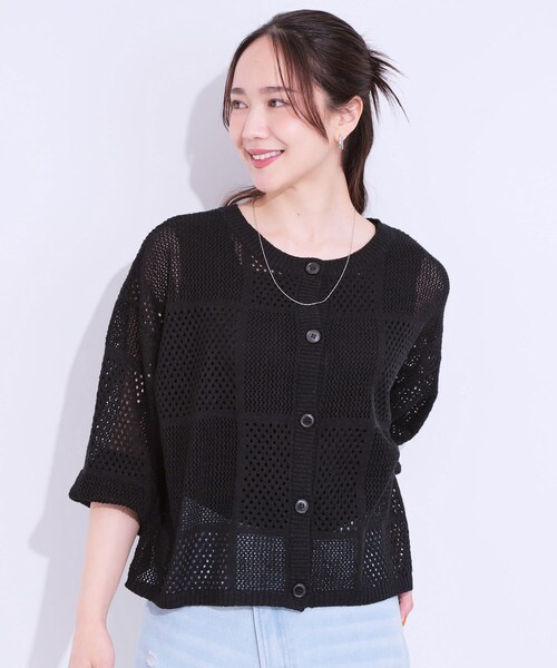 Cutie Blonde（キューティーブロンド）の「柄コード刺繍アソート メッシュ2WAYカーデ（カーディガン/ボレロ・レディース・ブルー系2/ブラック系1/ホワイト系1・04/03/02/01）」の11枚目の写真
